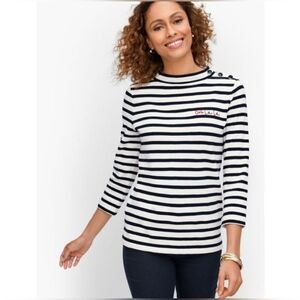 Talbots Black and White Fitted Long Sleeve Tee